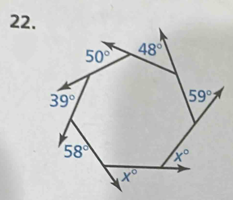 50° 48°
39°
59°
58°
x°
X°