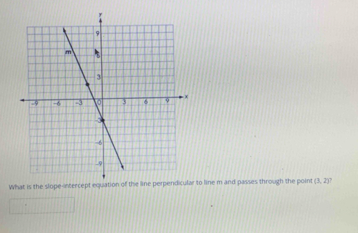 What is the s to line m and passes through the point (3,2) 2