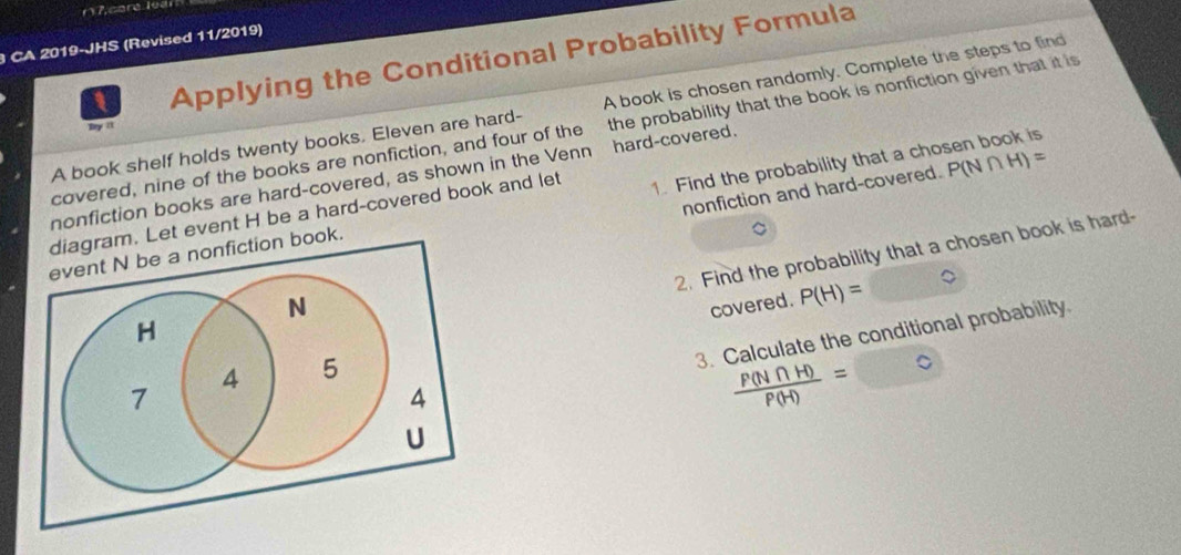 Solved: CA 2019-JHS (Revised 11/2019) I Applying the Conditional ...