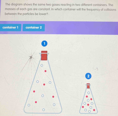 Solved: The diagram shows the same two gases reacting in two different ...