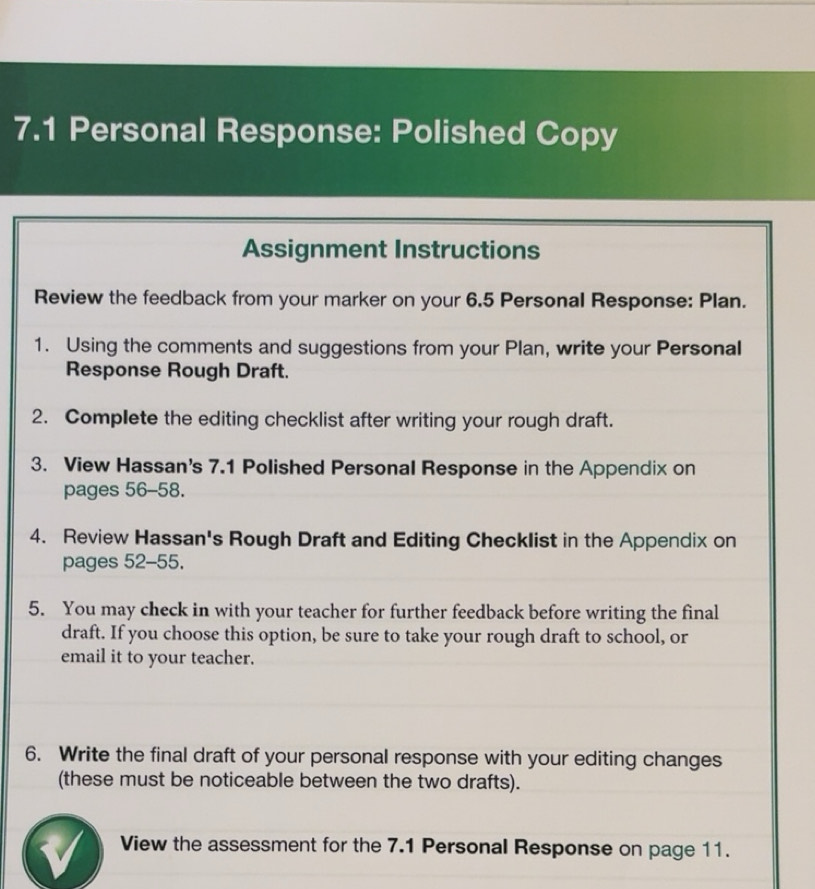 Solved: 7.1 Personal Response: Polished Copy Assignment Instructions ...