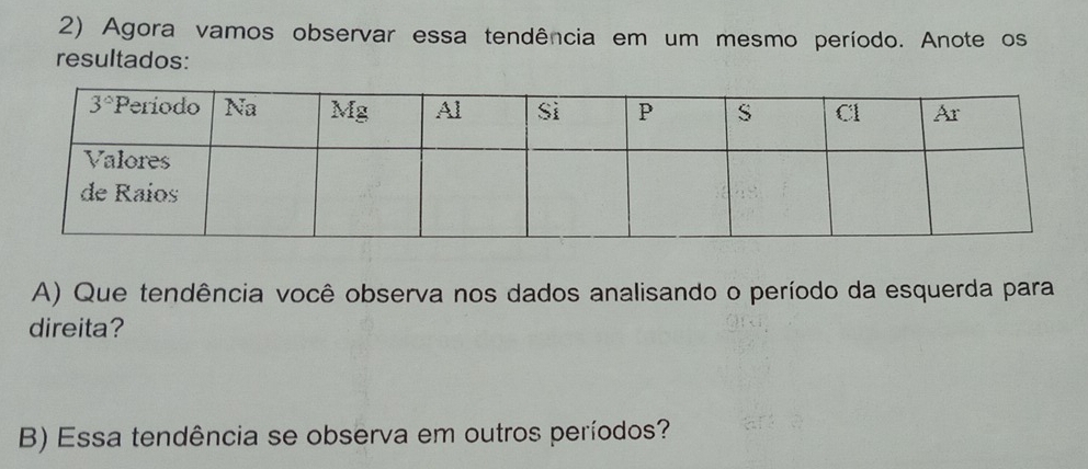 Agora vamos observar essa tendência em um mesmo período. Anote os
resultados:
A) Que tendência você observa nos dados analisando o período da esquerda para
direita?
B) Essa tendência se observa em outros períodos?