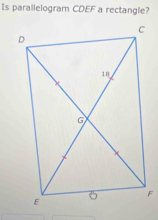 Is parallelogram CDEF a rectangle?