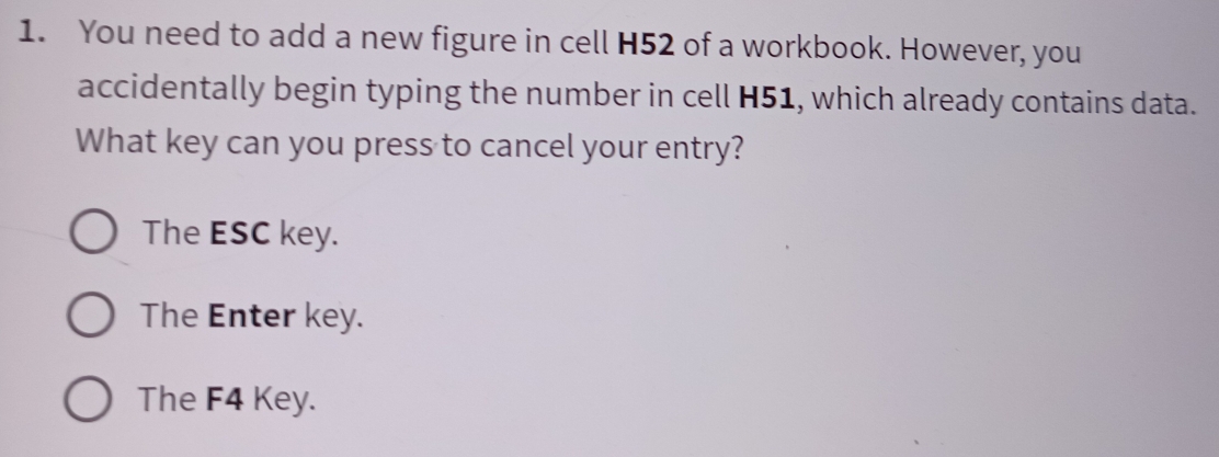 Solved: You need to add a new figure in cell H52 of a workbook. However ...