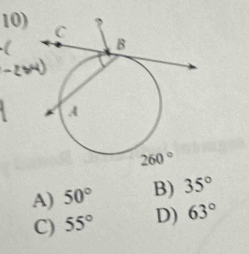 A) 50°
B) 35°
C) 55°
D) 63°