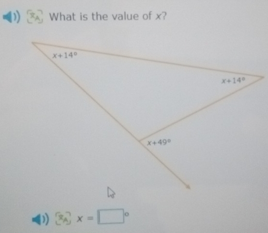 What is the value of x?
D  x_A x=□°