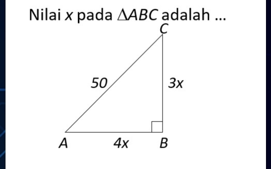 Nilai x pada △ ABC adalah ...