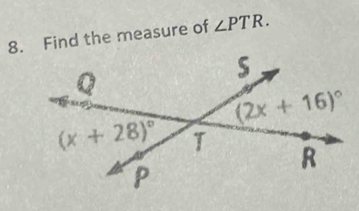 Find the measure of ∠ PTR.