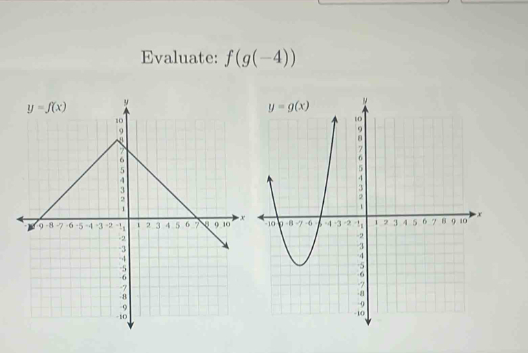 Evaluate: f(g(-4))