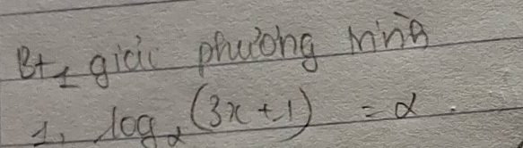 3+_  gici phuòng mng 
1, log _2(3x+1)=alpha