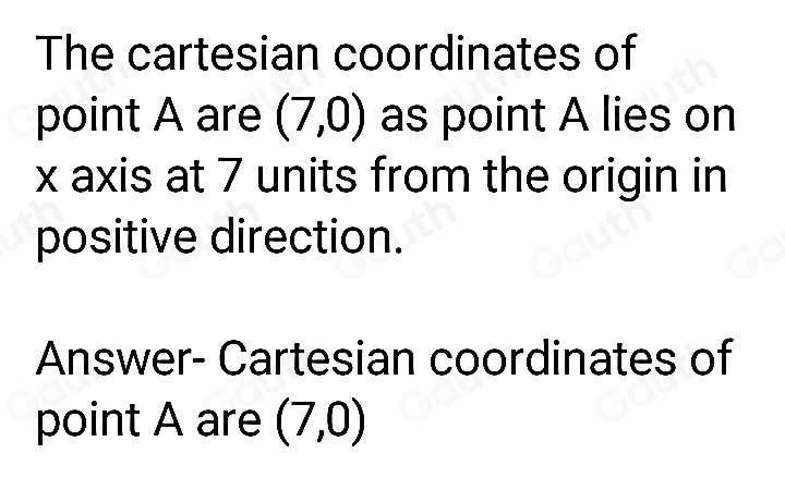 Solved: Question Give the Cartesian coordinates of the point A shown in ...