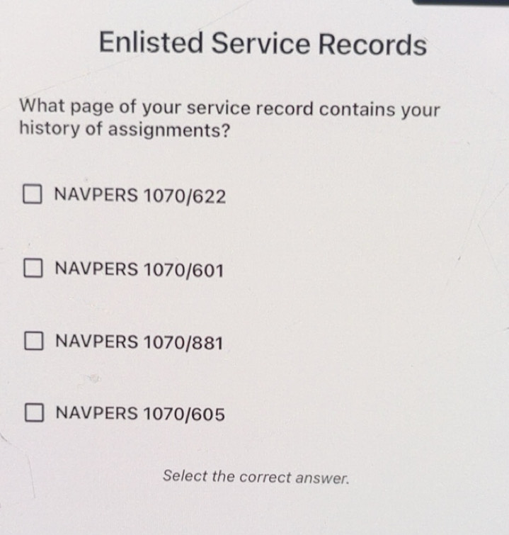 Solved: Enlisted Service Records What page of your service record ...