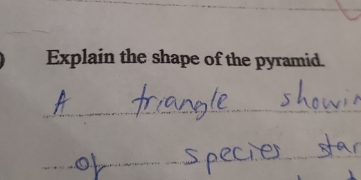 Explain the shape of the pyramid. 
_ 
_