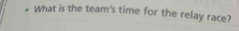 What is the team's time for the relay race?