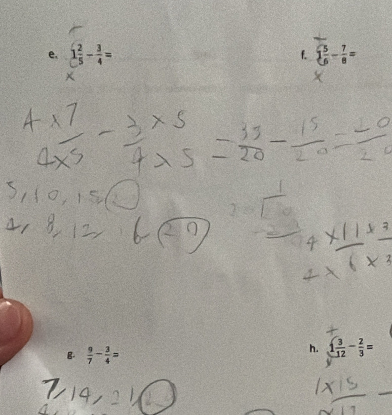 ξ-i- 
B.  9/7 - 3/4 =
h. 1 3/12 - 2/3 =