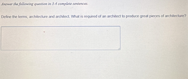 Solved: Answer the following question in 3-4 complete sentences. Define ...