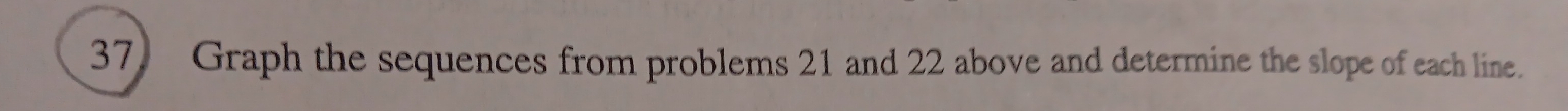 Graph the sequences from problems 21 and 22 above and determine the slope of each line.