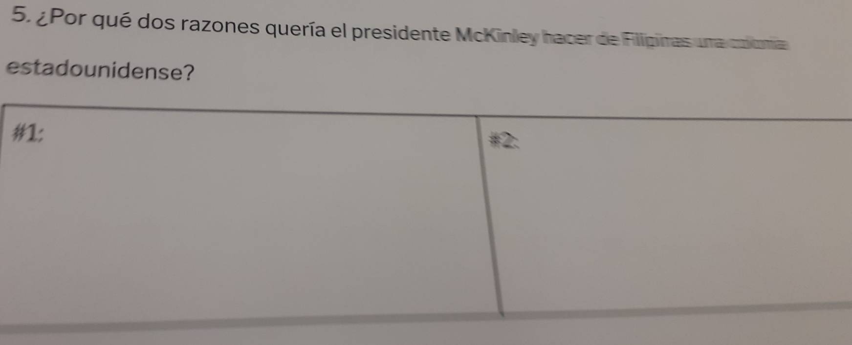 ¿Por qué dos razones quería el presidente McKinley hacer de Fligiras una cooma 
estadounidense?