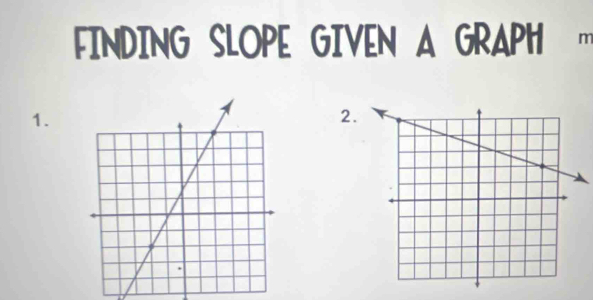 FINDING SLOPE GIVEN A GRAPH m
1. 
2.