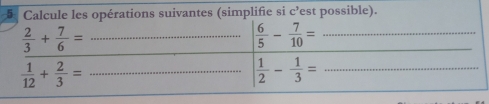 Calcule les opérations suivantes (simplifie si c^1 est possible).