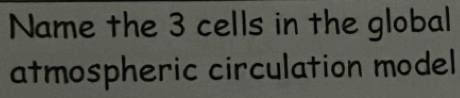 Name the 3 cells in the global 
atmospheric circulation model