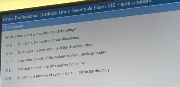 Solved: Linux Professional Institute Linux Essentials Exam 010 - sara a ...
