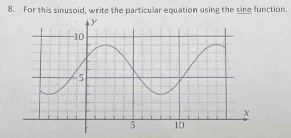 For this sinusoid, write the particular equation using the sine function.