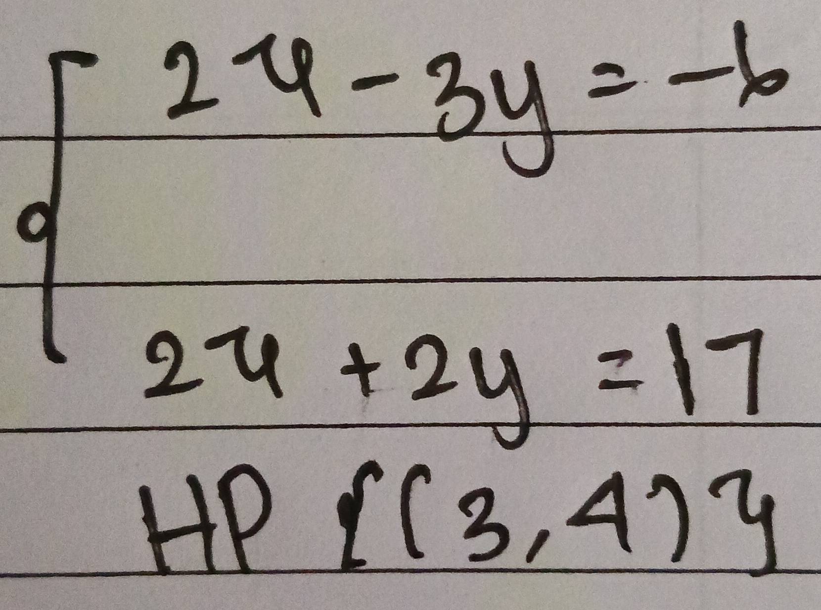 beginarrayl 24-3y=frac -117 _ 2-x+2y=17(3,4)-4endarray.  