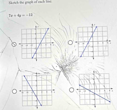 Sketch the graph of each line.
7x+4y=-12