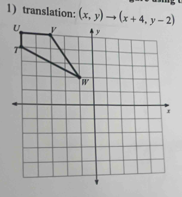 translation: (x,y)to (x+4,y-2)