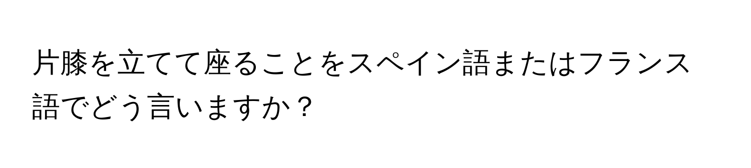 片膝を立てて座ることをスペイン語またはフランス語でどう言いますか？