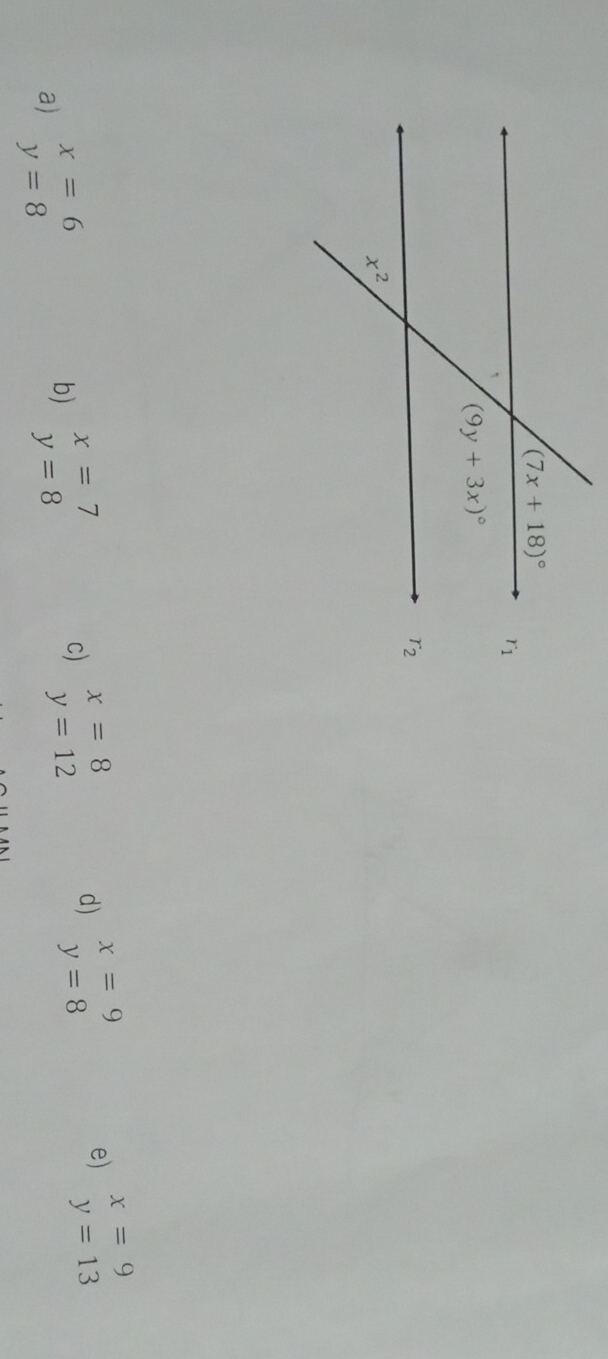 x=9
x=8
x=9
x=6
x=7
e) y=13
d) y=8
c) y=12
b) y=8
a) y=8