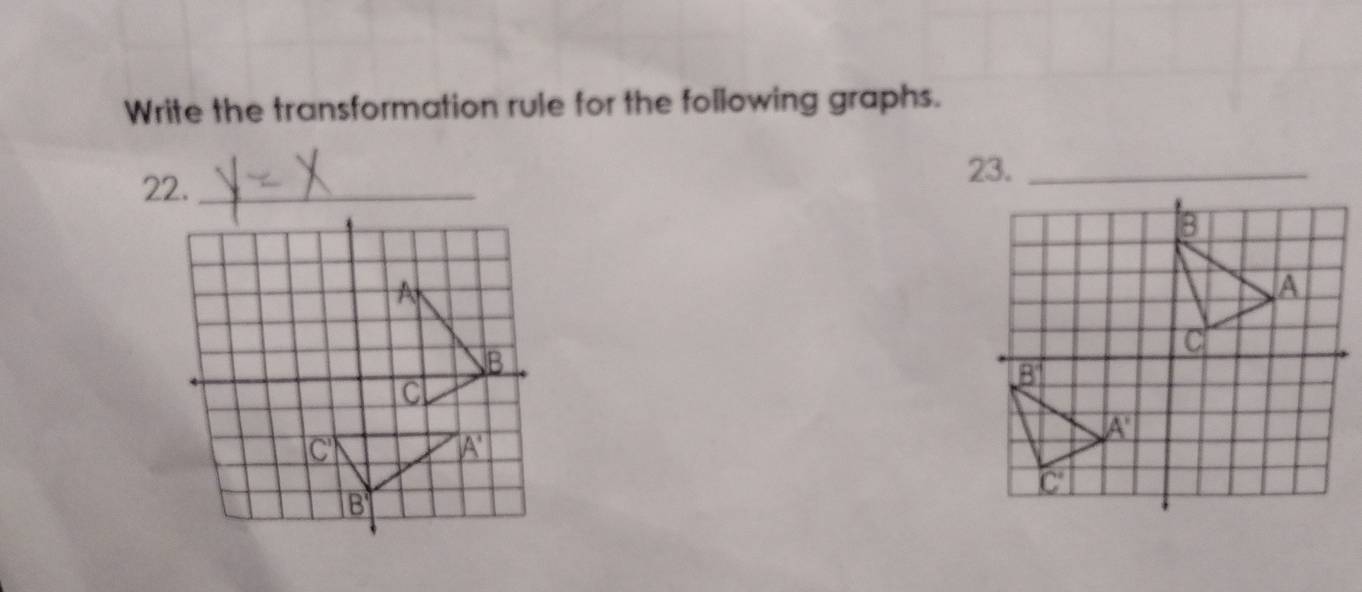 Write the transformation rule for the following graphs.
22._