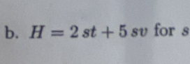 H=2st+5 sv for s