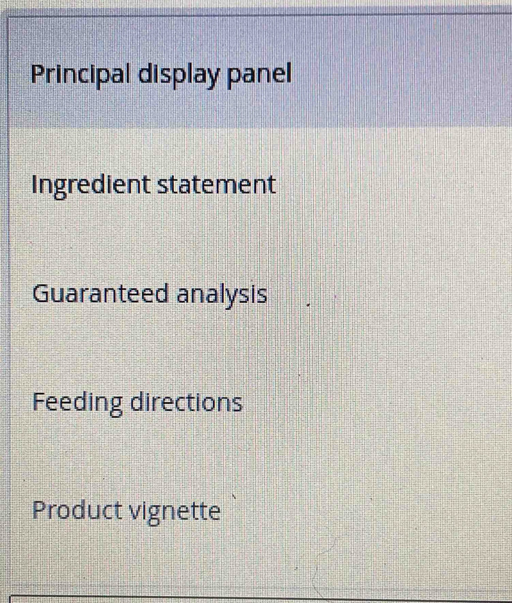 Solved: Principal display panel Ingredient statement Guaranteed ...