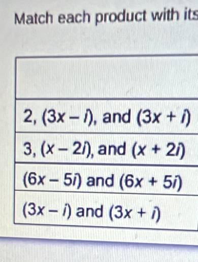 Match each product with its