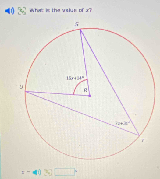 ) What is the value of x?
x= =(1) 3□°□ circ 