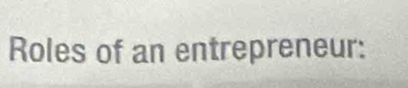 Roles of an entrepreneur: