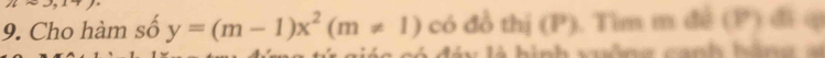 Cho hàm số y=(m-1)x^2(m!= 1) có đồ thị (P). Tìm m đề (P) đi q