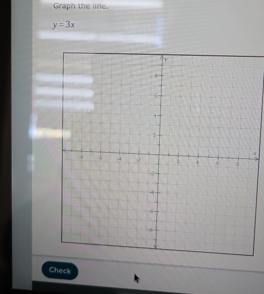 Graph the line.
y=3x
x
Check