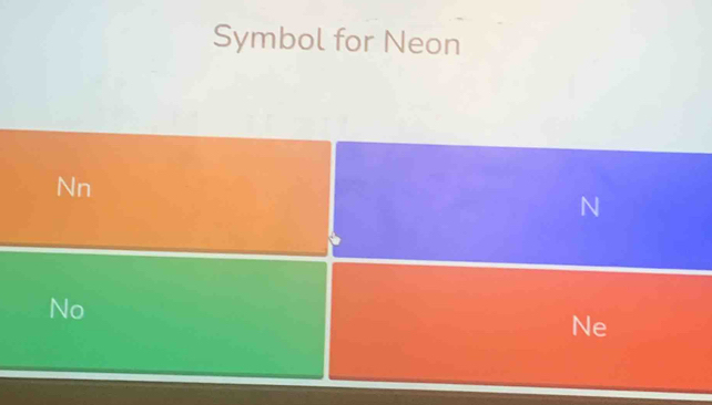 Symbol for Neon
Nn
No
Ne