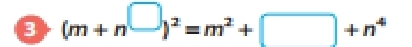 3 (m+n^(□))^2=m^2+□ +n^4