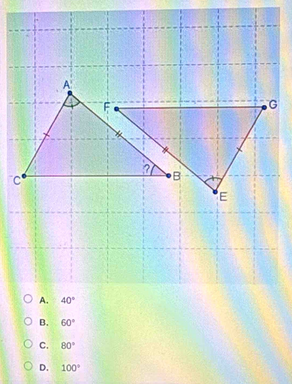 B. 60°
C. 80°
D. 100°