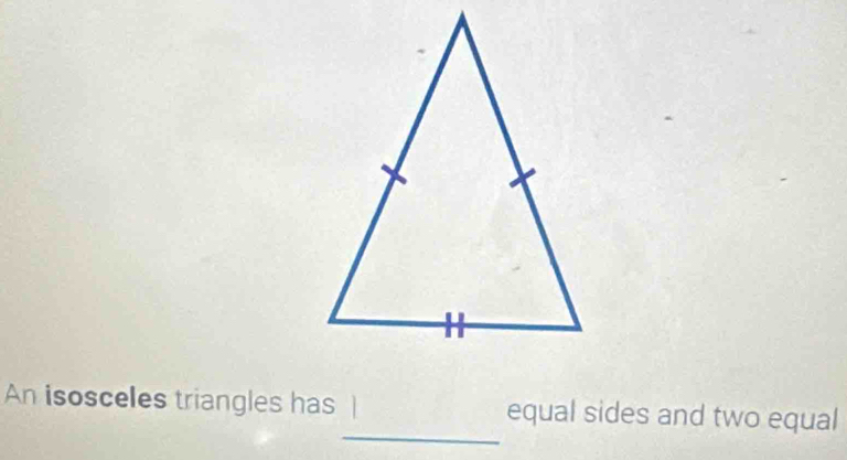 An isosceles triangles has equal sides and two equal