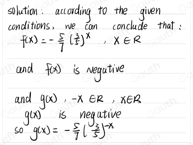 Solved: Which function has the same range as f(x)=- 5/7 ( 3/5 )^x ？ g(x ...