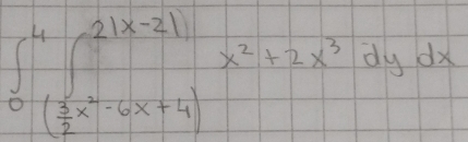 ∈t _0^(4∈t _2^(2|x-2|)x^2)+2x^3dydx