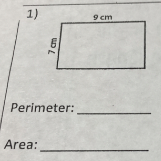 Perimeter: 
_ 
Area: 
_