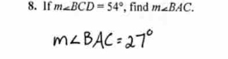 lf m∠ BCD=54° , find m∠ BAC.