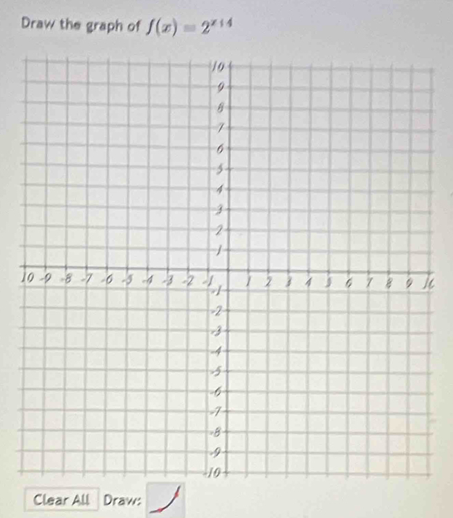 Draw the graph of f(x)=2^(x+4)
Clear All Draw: