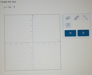 Graph the line.
y=2x-5
× 6